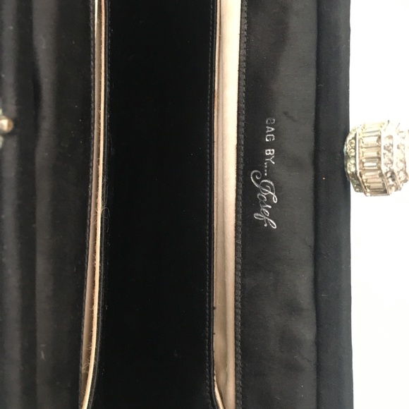 Vintage black clutch with appliqués—probably 60+ yrs- - Picture 3 of 3